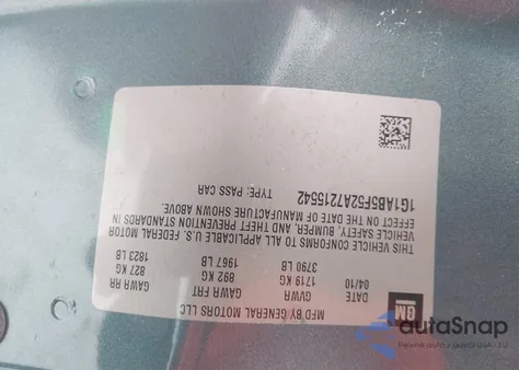 2010 Chevrolet Cobalt Ls z USA, uszkodzony, nr VIN 1G1AB5F52A7215542